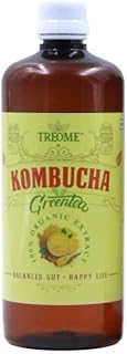 Treome Turmeric Flavoured Organic Kombucha Green Tea, Prepared and Infused with Natural Turmeric, Probiotic-Rich, Natural Green Tea, Refreshing Detox