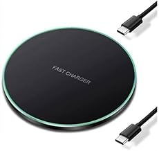 Wireless Fast Charger Pad Black Round USB C Cable Qi Enabled Charging Pad for Smartphones Compatible with Android iPhone Wireless Charging Device Anti