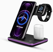 TRIDEO 3 in 1 Wireless Charger for Wireless Charging Station for Qi 15W Fast Wireless Charging Stand Dock Wireless Charger Compatible with All Smartph