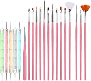 20 PCS Nail Art Pens Set 5 PCS 2 Way Dotting Pen Tool +15 PCS Nail Painting Brushes UV Gel Painting DIY Nail Art Design Dotting Painting Drawing Polis
