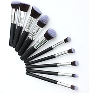 Lecherous Beauty New Makeup Brushes Set Tool Pro Foundation Blending Blush Eyeliner Face Powder Brush Kit (Silver Black Grey) set of 10