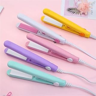 Mini Hair Straightener, Professional Ceramic Flat Iron, Portable Travel Size, Pink Purple Yellow Mint, Dual Voltage