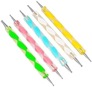 SCHMIDT 5 Pcs Set 2-Way Double Ended Dotting Tools, Nail Dotting Pen Marbleizing Tool Set Nail Polish Paint Manicure Dot Nail Art Tool Set, Embossing