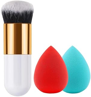 Makeup Foundation Brush Set – Foundation, Powder, Eyeshadow & Flat Brush | Compact Portable Brush Kit with Soft Bristles for Women & Girls (Foundation