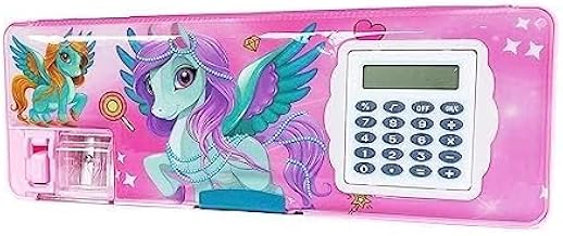 Lecherous Double-Sided Plastic Pencil Box/Case with a Geometry Calculator/Calci and Dual Sharpener for Kids/Best Stationary Gift Items (for Girls) Mul