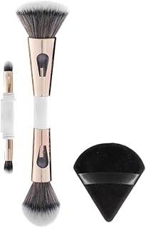4 in 1 Makeup Brush with Triangle Puff | Feathery Soft Bristles Makeup Brush for Women | Reusable Makeup sponge Face Sponge Puff | Foundation, Powder,