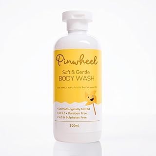 Pinwheel Gentle Body Wash for Kids (4-12 Years) | 300ml | Mild & Moisturizing | ph 5.5 | Sulfate & Paraben Free | Aloe Vera, Lactic Acid & Pro-Vitamin