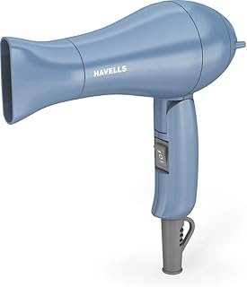 Havells 1000W Foldable Hair Dryer | 2 Heat Settings (Hot/Warm) | Heat Balance Technology | Pastel Blue | Your Perfect Blow Dry Companion For Effortles