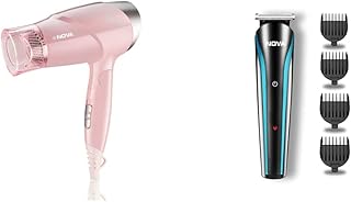 Nova NHP 8202 Premium 1400 Watts Hot and Cold Foldable Hair Dryer for Women (Pink) & Nova NHT 1073 USB Rechargeable and Cordless: 60 Minutes Runtime P