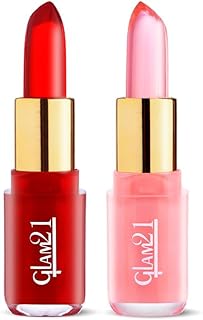 Glam 21 Jelly Pop Fruity Gel Lipstick| Moisturising | Glossy Finish | Gives A Natural Colour | Lightweight | Cranberry Pink & Strawberry Red 3.5Gm Eac