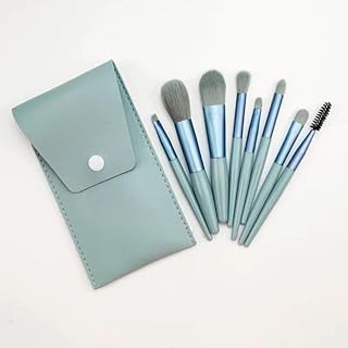 8 Piece Makeup Brush Set with Pouch, Premium Synthetic Kabuki Foundation Concealer Eyeshadow Blush Face Powder Highlighter Contour Blending Eyeliner B