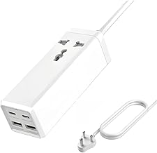 FACTOTECH 5 in 1 Super Fast Charger 65W 2 USB Ports, 2 PD Type C Ports with 1 Power Socket Fit with Laptops,i-Phones, Mac-Book, Tablets, i-Pads, Power