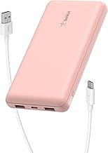 Belkin 10000 mAh Slim Power Bank with 1 USB-C and 2 USB-A Ports to Charge 3 Devices Simultaneously with up to 15W for iPhones, Android Phones, Smart W