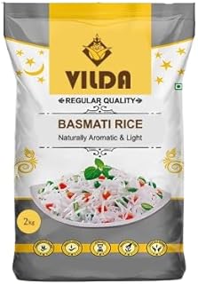 Vilda Regular Quality Basmati Rice, Naturally Aromatic and Light, Medium Grain, 2kg