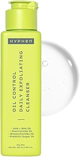 Hyphen Oil Control 2% AHA + BHA, Salicylic Acid Face Wash for Oily Skin & Acne| Daily Exfoliating Cleanser with 2% Niacinamide | Deep Cleanses & Remov