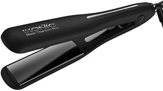 IKONIC PROFESSIONAL BLACK TITANIUM PRO HAIR STRAIGHTENER with 1.5 Inch Floating Titanium Plate and Digital Temperature Monitor