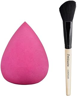 Midazzle Premium Ultra Soft Makeup Sponge Beauty Blender (BB3001) With Premium Wooden Contour Brush Makeup Brush for Makeup Beauty with Smooth Soft Ha