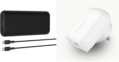 Belkin 30W Wall Charger + 20000mAh 20W Power Bank | Fast Charging - iPhone 17, Air, Pro, Pro Max, Samsung Galaxy S25, iPad, AirPods, Google Pixel 10 a