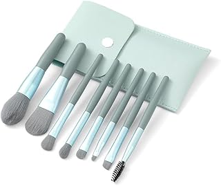8 Pcs Brush Set With Pouch, Makeup Brushes Premium Synthetic Kabuki Foundation, Concealers, Eye Shadows Professional Blush, Face Powder, Highlighter,