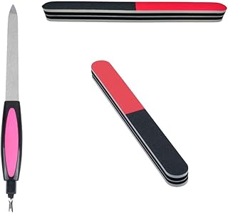FOLELLO Nail Grooming Kit with 2 Double Sided Nail Filer & 1 Stainless Steel Nail File Tool for Women and Men | Professional Manicure Set (Pack of 3)