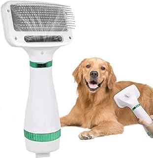 2-in-1 Pet Hair Dryer with Slicker Brush – Upgraded Grooming Dryer for Small and Medium Dogs and Cats, Quick Drying, Low Noise, Adjustable Heat and Sp