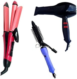 Nirvani Comb of 2 IN 1 One Step 16B Hair Curler Brush Roller 2888 Hair Dryer 2009 Ceramic Plate Hair Straightener For Home Use Instant Heat Styling Br