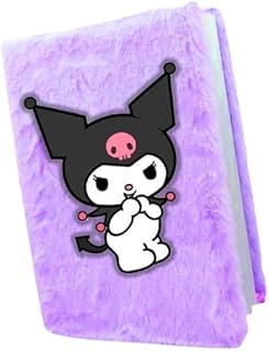 Krisus A6 Kuromi Fur Diary for Girls – Cute Soft Cover Notebook with 160 Pages | Personal Journal for Kids, Birthday Gift, Return Gift, Party Favors &