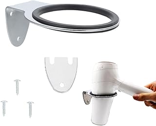Stainless Steel Hair Dryer Stand - Wall Mount Holder And Hanging Rack For Bathroom Cabinets, Walls, Barbershop Mirror Cabinets - Silver, Screws Includ