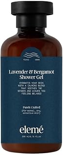 Elemé Lavender & Bergamot Luxury Body Wash Shower Gel (200ml) – Natural, Organic Lavender Body Wash with Essential Oils – Sulphate & Paraben Free Bath