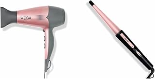 VEGA Go-Pro 2100 Hair Dryer with Cool Shot Button & 3 Heat Settings, VHDH-25 & VEGA I-Curl Hair Curler, VHCH-05, Black