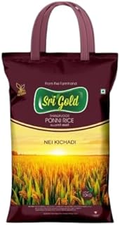 Sri Gold Aged Nei Kichadi Rice 10kg | Ponni Rice | Non-Sticky Texture, Soft & Fluffy | Aromatic medium grain, Easy to Digest | Daily Use Family Pack