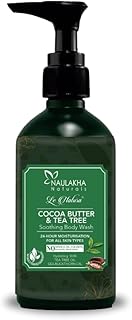 Naulakha Naturals Cocoa Butter and Tea Tree Soothing Body Wash with free loofah For Soft and Glowing Skin | Paraben & Sulphate Free | No Harsh Chemica