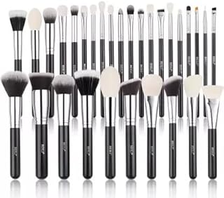 BEILI Makeup Brushes | Set of 30pc Makeup Brushes for Professionals | Classic Black Color Synthetic Kabuki Foundation Blending Brush | Make Up Applica