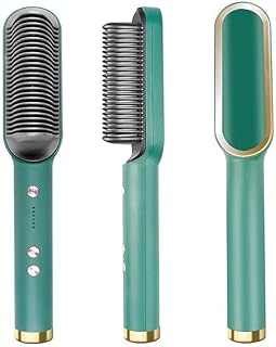 2in1 Ceramic Hair Straightening Brush, Hair Straightener for Woman,Straightener Comb for Smooth, Silky Hair - Straightener Brush with 30s Heating, 5 H