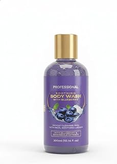 Professional Soothing Body Wash with Blueberry & Chamomile Extract, Gentle Cleansing Formula, Rich Lather, Paraben & Sulphate Free, 200ml
