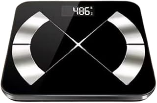 Weighing Scale with Body Fat Analyzer | Smart BMI Weight Machine with LED Display | High Precision Glass Personal Scale for Home Use (Black)