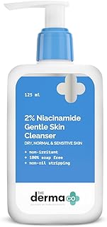 The Derma Co 2% Niacinamide Gentle Skin Cleanser for Sensitive, Dry, Normal Skin - 125 ml Non-Irritant | 100% Soap-Free | Non-Oil Stripping | Gently C