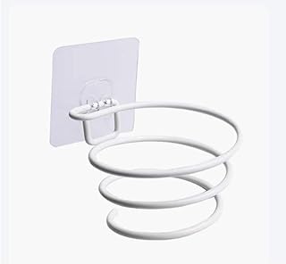 Hair Dryer Holder, Hair Blow Drier Rack Wall Mount Spiral Spring Hair Dryer Stand, Hair Blow Dryer Styling Organizer Tools Rack (WHITE)