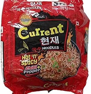 HRBS Current Hot 'N' Spicy Chilli+Pepper Non Veg Soup Noodles 300Gms (3 * 100Gms) Nepali Tasty Instant Easy To Make Hot & Spicy Noodle_Package Include