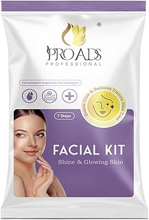 Proads Professional Facial Kit for Shine & Glowing Skin 38gm - 7 Steps Salon Quality Face Care - Removes Tan, Uneven Skin Tone - All Skin Types