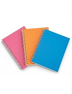 Spiral Notebook Plain A4 Size, Unruled 75 GSM Paper, Multipack, (Pack of 3) with college and school Office Stationery Student Supplies Creative (200 P