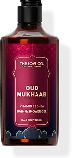 THE LOVE CO Oud Mukhaab Body Wash 250ml - Oud Vanilla Body Wash - For Men & Women Organic & Vegan, Enriched with Shea Butter, Vitamin E, & Niacinamide