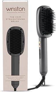 WINSTON Hair Straightener Brush with Ceramic Coated Anti-Burn Bristles, Adjustable Temperature, Auto Shut-Off – Frizz-Free, Smooth Hair for All Hair T