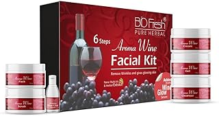 BIOFRESH HERBALS Wine Facial Kit SKin Care Set (6 Steps) Moisturizing Face Care Set with Cleanser, Scrub, Cream, Gel, Pack & Serum Skincare Set for Te