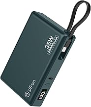 pTron Dynamo Sprint 20000mAh 35W Super Fast Charging, USB Type-C Input Power Bank Compatible with QC3.0/PD3.0, Built-in Charging Cable, 3 Charging Out