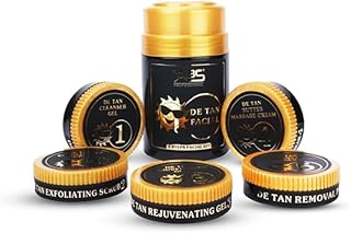 De-Tan Facial Kit| 5 Step Brightening & Tan Removal Treatment For Glowing Skin |Includes Cleanser, Scrub, Gel, Face cream & Face Pack