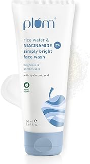 Plum Simply Bright 2% Niacinamide Face Wash With Rice Water | Brightens Skin, Helps Fade Blemishes | Softens & Smoothens Skin | Gentle & Non-Drying |