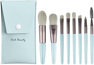 8 Pcs makeup Brush Set With Pouch, Makeup Brushes Premium Synthetic Kabuki Foundation, Concealers, Eye Shadows Professional Blush, Face Powder, Highli