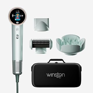 Winston Airizona High-Speed Ionic Hair Dryer with Plasma Technology, 110,000 RPM BLDC Motor, LCD Display, 6 Modes, 3 Attachments – Air Concentrator, D