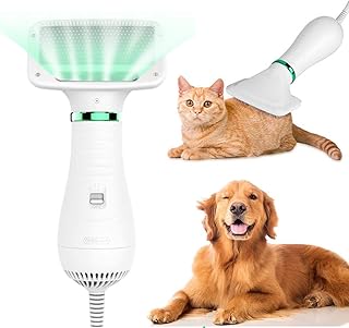 Pet Hair Dryer with Comb 2 in 1 Portable Grooming Low Noise Adjustable Temperature for Dogs Cats Home Use Lightweight Easy Clean